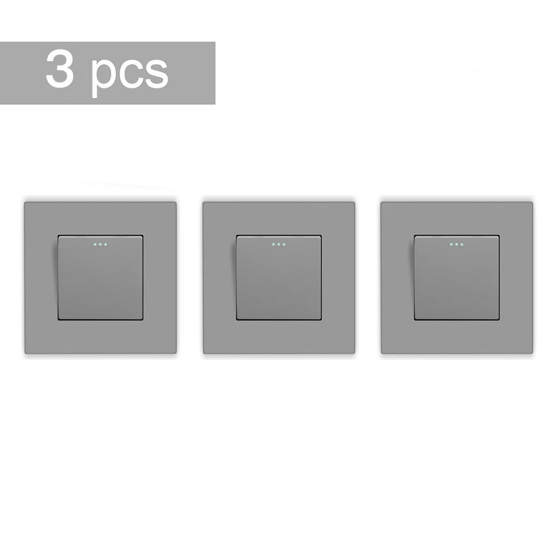 BSEED 3Packs 1Gang 3Way Mechanical Button Light Switch Intermediate Switch Plastic Frame Wall Light Cross Switch 10A 250V
