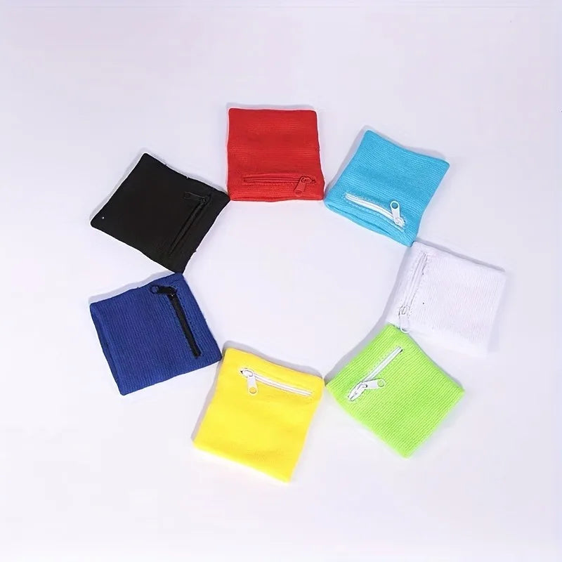1pc Solid Color Zippered Wrist Wallet & Cash Holder - Stretchable Wristband Suitable for Running, Gym, Outdoor Activities