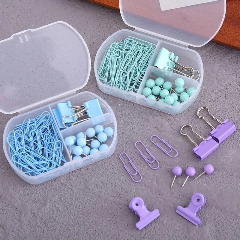 1set 3-in-1 Stationery Set - Cute Paper Clips, Binder Clips & Thumb Tacks Combo for School  Office Accessories, stationery