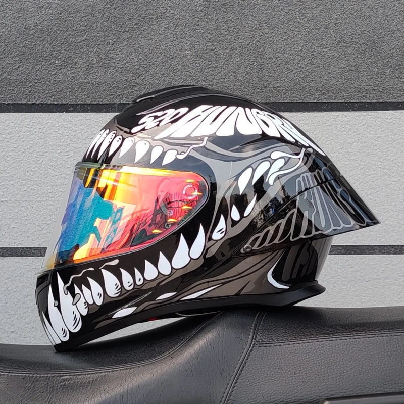 DOT Approved Full Face Motorbike Helmet Durable ABS Shell Large Rear Spoiler Windproof Sport Riding Helmet Casco Moto