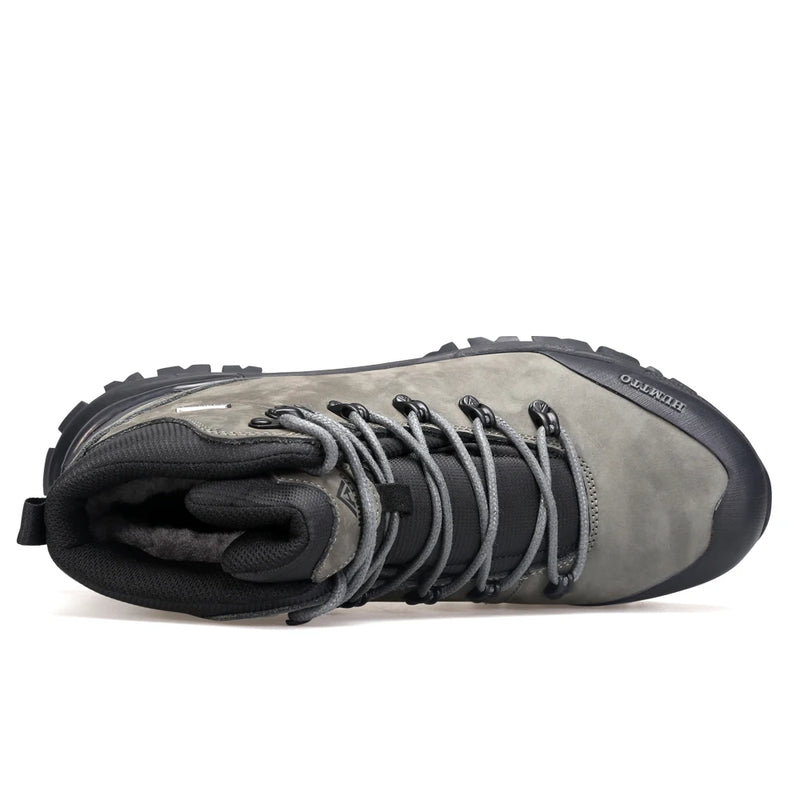 HUMTTO Leather Hiking Boots Warm Wool Outdoor Trekking Shoes for Men Luxury Designer Climbing Sneakers Safety Mens Ankle Boots