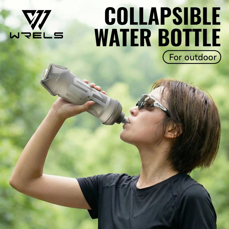 WRELS TPU Soft Water Bottle BPA‑Free Collapsible Flask Leakproof Soft Flask Hiking Climbing Marathon Sports Hydration Pack