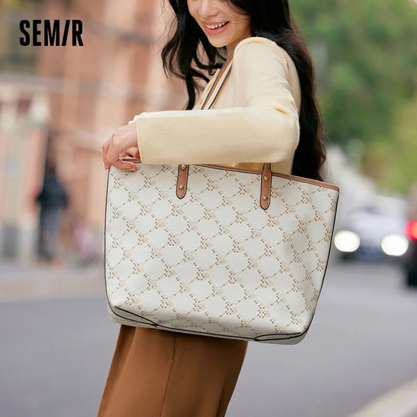 Semir Bag Women Tote Bag 2025 New Large Capacity Commuter Shoulder Bag Color Block Monogram Handbag Fashion Trend
