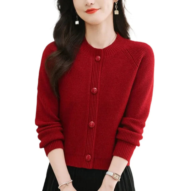 អាវក្រៅ Cardigans ដៃវែងសម្រាប់នារី អាវក្រៅបែបកូរ៉េ រដូវស្លឹកឈើជ្រុះឆ្នាំ ២០២៥ អាវយឺតកមូលសម្រាប់នារី