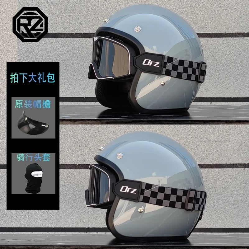 ORZ motorcycle retro helmet 3/4 motorcycle half helmet suitable for both men and women, lightweight small helmet body capacete
