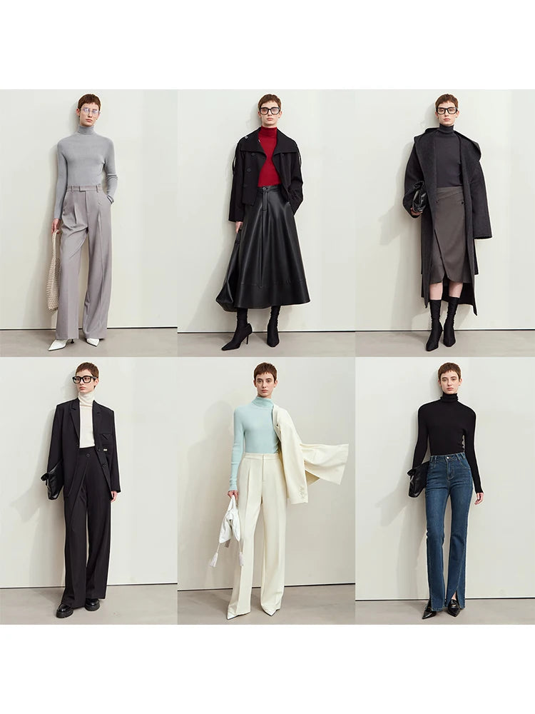 Amii Minimalism 2026 រដូវរងាថ្មី Turtleneck អាវប៉ាក់សម្រាប់ស្ត្រី Worsted Woolen Sweaters Casual Fashion Women Sweater 12423120