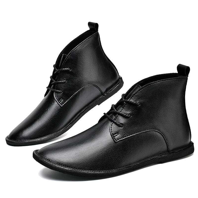 Winter Mens Retro Leather Boots Men Casual Black Brown Ankle Boots Lace Up Size 38-46 47 Dropshipping