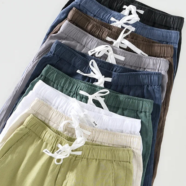Spring Summer New Breathable 100% Linen Straight Pants Men Clothing Casual Simple Slim Trousers BL8236