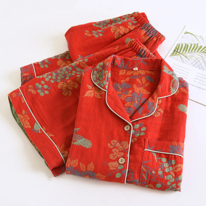 Summer Wear Female Clothing Lapel Short Sleeve Sleepwear New 3PCS Pajamas for Woman Nightwear Floral Print Homewear Pyjama Set