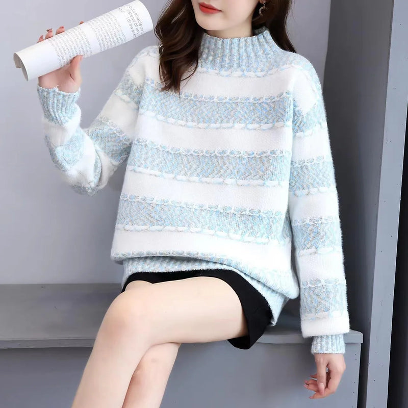 Thick Warm Student Sweater Tops New Turtleneck Winter Pullover Women's Jumper Spring Autumn Female Clothing Pulls Knitwear