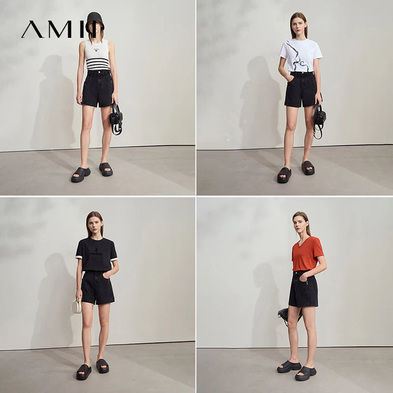 ខោខូវប៊យខ្លី AMII ធ្វើពីកប្បាសមានផាសុកភាព រលុងសម្រាប់ស្ត្រីរដូវក្តៅឆ្នាំ ២០២៥ ធម្មតាត្រង់បែបវីនថេចសម្រាប់ស្ត្រីការិយាល័យ ខោខូវប៊យទាន់សម័យ 12542245