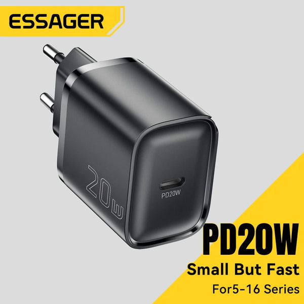 Essager Mini 20W USB Type C Charger PD Fast Charging for iPhone 16 15 14 Pro Quick Charge 3.0  Mobile Phone Charger for Samsung