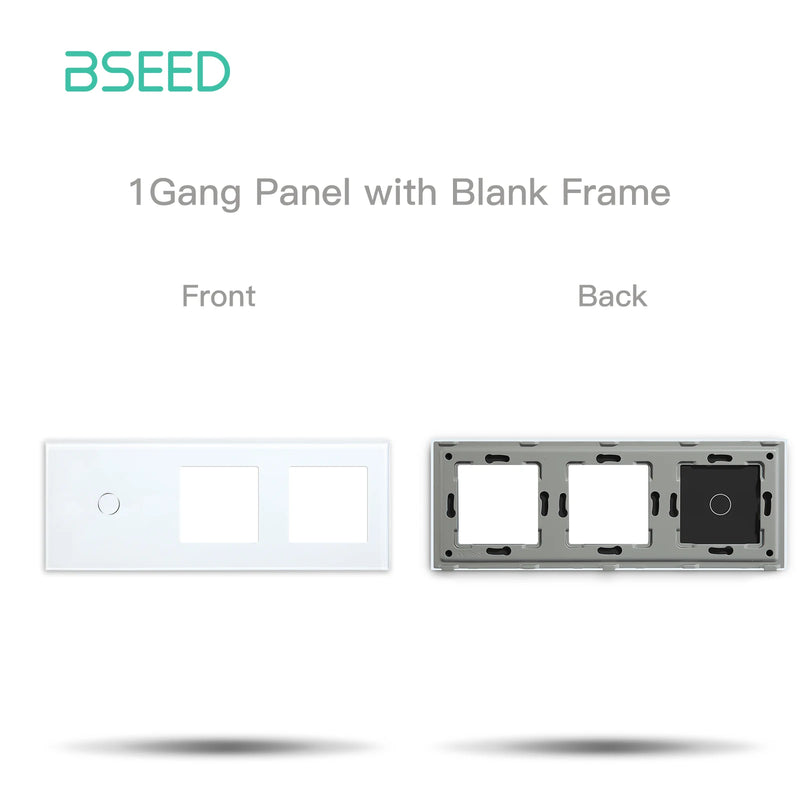 BSEED Crystal Light Switch Panel With Double Wall Socket Frames 228mm Metal Base Included Gass Frame EU Standard