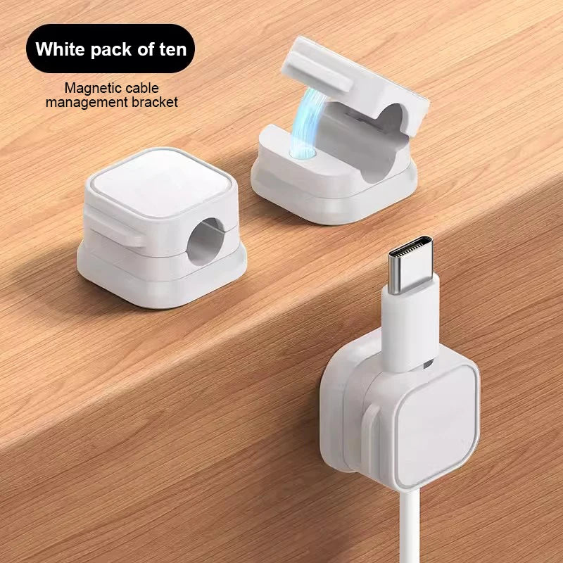 SEAMETAL 10pcs Magnetic Cable Clips Adjustable Cord Holder Self Adhesive Charging Cable Keeper Wire Clip for Car Home Office