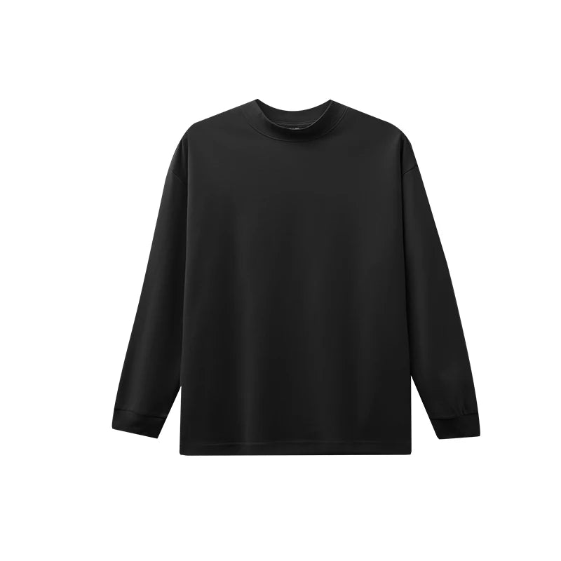 DUKEEN Sorona Fabric Warm Long Sleeve T Shirts for Men Autumn Winter Mock Neck Heavyweight Basic Undershirts Layering Piece