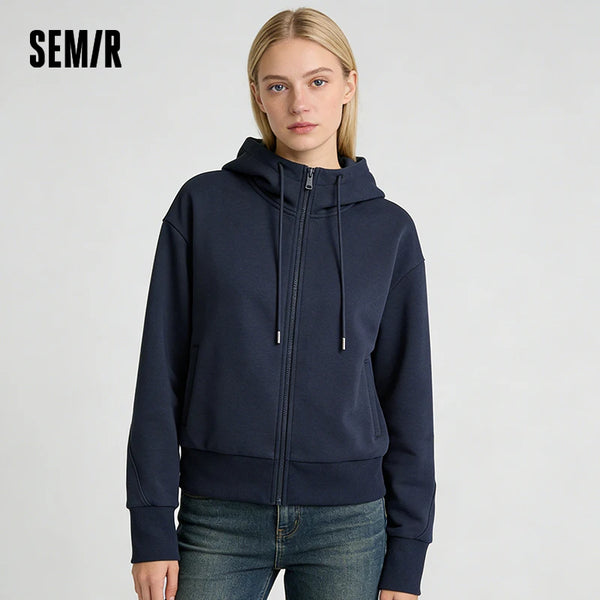 អាវធំស្ត្រី Semir ឆ្នាំ ២០២៦ និទាឃរដូវថ្មីមានមួក Scimitar ដៃអាវចង្កៀងតូច ម៉ូដសាមញ្ញ រាងស្លីម អាវដែលអាចប្រើប្រាស់បានច្រើនយ៉ាង