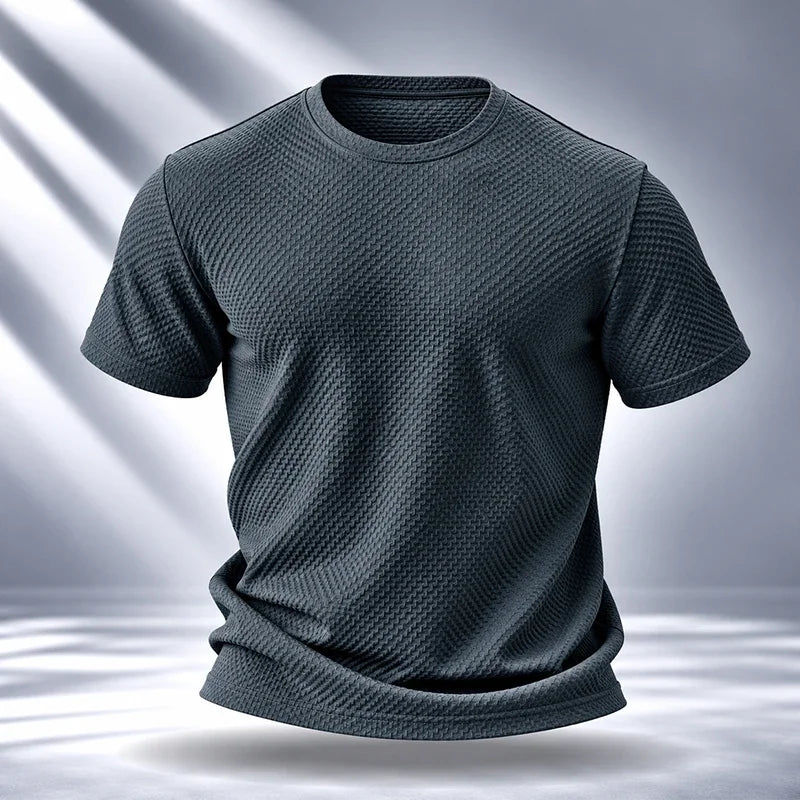 Mens Short Sleeve T Shirt Garment Fine Workmanship Breathable Soft Waffle Material Stretchy Fit For Casual Daily Wearing
