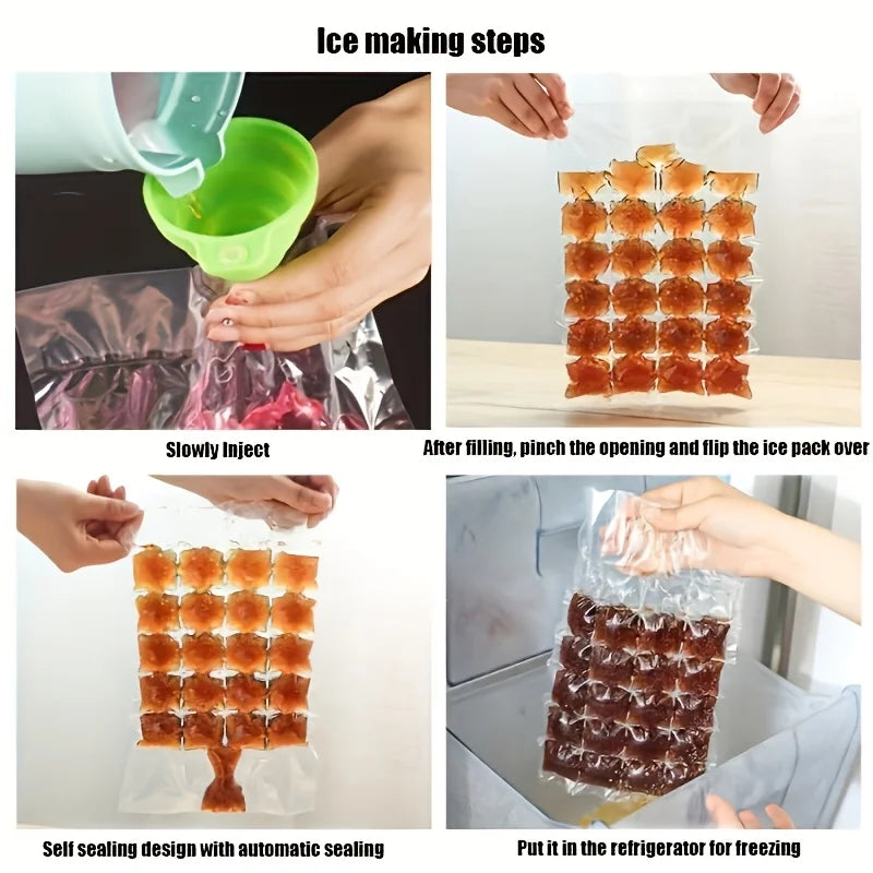 10/50pcs Disposable Self-Sealing Ice Cube Bags Stackable Easy Release Ice Molds for Wine Cocktail Food,Ice Cube Maker.