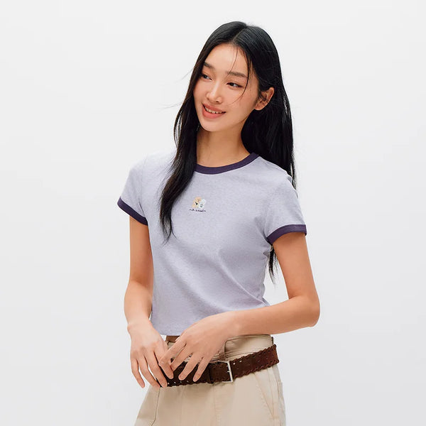 អាវយឺត Semir សម្រាប់នារី ដៃខ្លី ស្លីម ផ្ទុយពណ៌ រដូវក្តៅ ឆ្នាំ២០២៦ អាវយឺតធម្មតា បោះពុម្ពក្រាហ្វិក ម៉ូដប្រចាំថ្ងៃ
