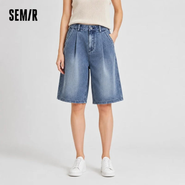 ខោ Semir សម្រាប់នារី ខោ Denim ត្រជាក់ស្រួល រលុង ទាន់សម័យ ស្លីម ប្រវែងជង្គង់ រដូវក្ដៅ 2026 ស្ទីលធម្មតា ស្ទីលតាមដងផ្លូវ