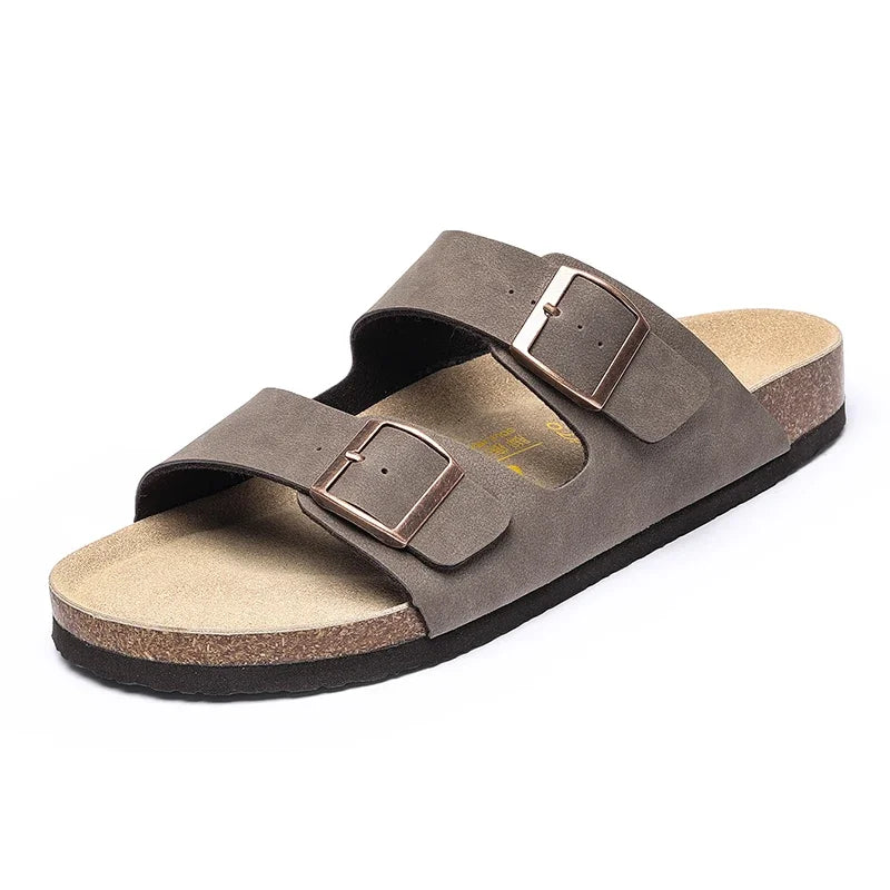 Plus Size 49 50 51 Men Women Cork Footbed Slide Sandals Double Adjustable Two Straps Buckle Flat Casual Summer Slip on Sandals