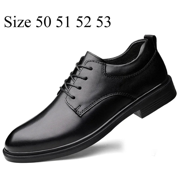 Men's Genuine Leather Oxford Dress Shoes Business Formal Office Wedding Lace-Up Black For Gentleman Plus Big Size 49 50 51 52 53