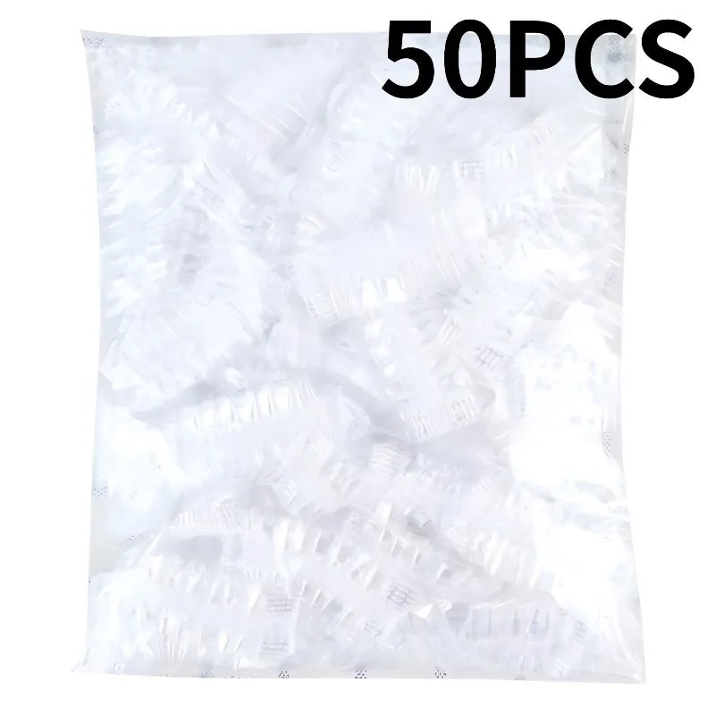 50PCS Disposable Clear Plastic Ear Covers for Hair Dyeing, Shower Protection Hygienic Single-Use Ear Guards for Barbers earmuffs