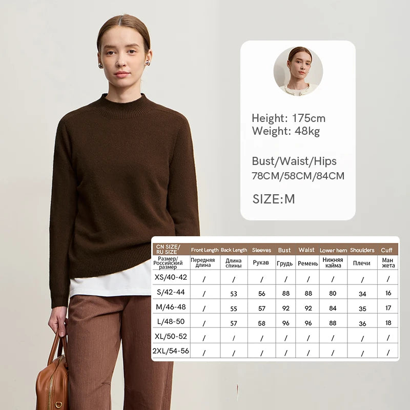 Amii Semi-turtleneck Women Sweater 2026 Winter New Versatile Full Wool Knitted Tops Commuter Warm Long Sleeve Sweaters 12514015
