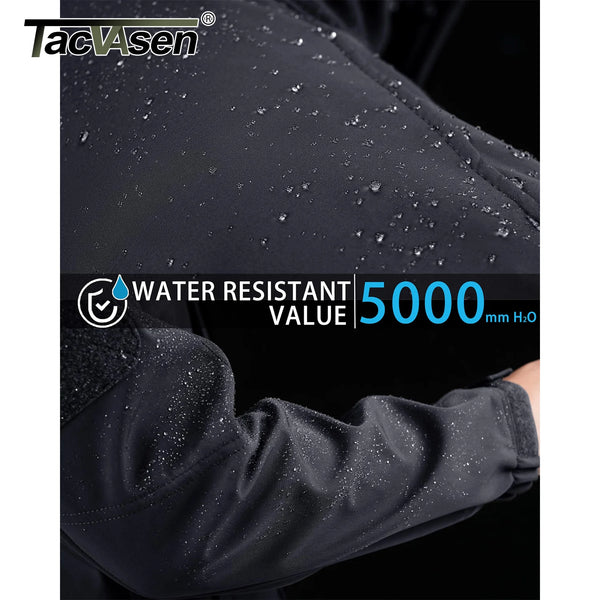 TACVASEN Full Zip Softshell Jacket Men's Waterproof Fleece Jacket Windproof Outdoor Hiking Jacket Work Coat Outwear Windbreaker