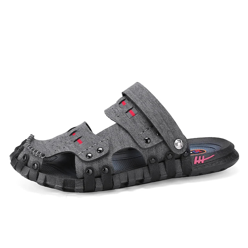 Men's Closed Toe Anti-collision Sandals Summer Soft Sole Breathable Outdoor Casual Beach Shoes fashion youth double-use slippers