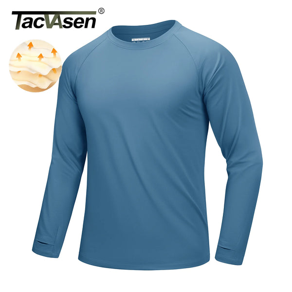 TACVASEN Men's Long Sleeve Shirts Dry Fit Breathable Workout Running Athletic Moisture Wicking Casual Tshirts with Thumb Holes