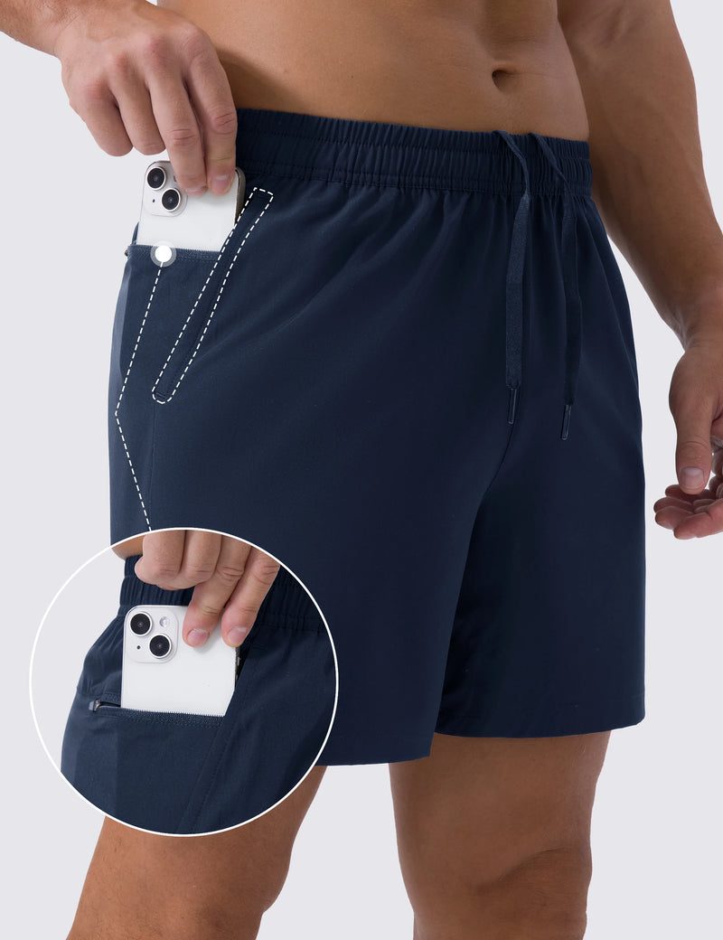 TACVASEN Waterproof Running Shorts with Zipper Pockets Mens Quick Dry Lightweight Workout Shorts Gym Athletic Sport Split Hem