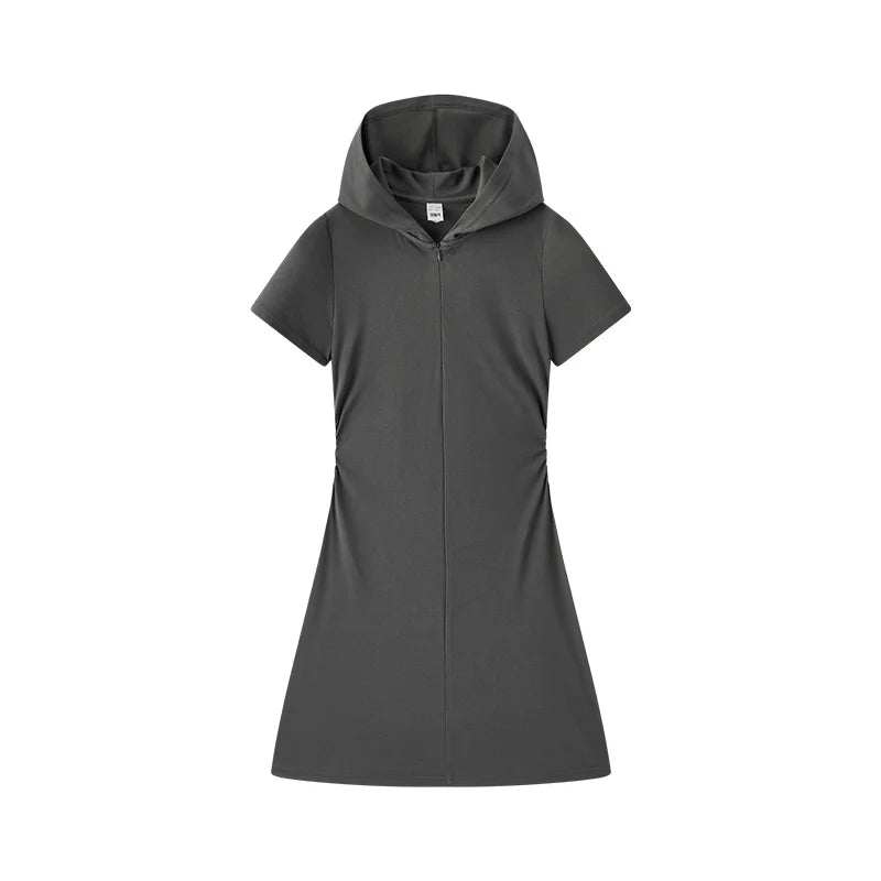 Semir Women Dress Hooded 2026 Faux Two Piece Slim Fit Pleated Waist Urban Casual Everyday Style Soft Comfortable Daily Wear