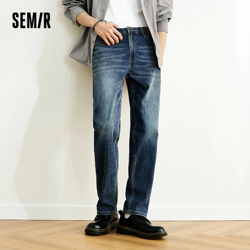 Semir Men Jeans Stretch 2026 Vintage Washed Straight Urban Casual Everyday Style Soft Comfortable Daily Wear Trendy Versatile