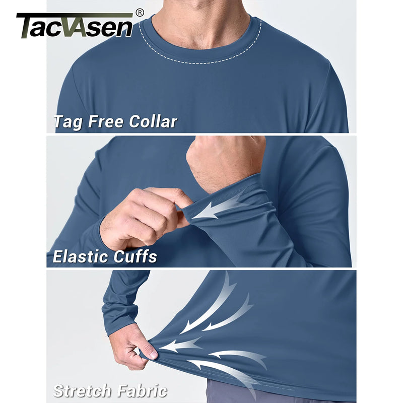 TACVASEN UPF 80+ Sun Protection T-shirts Men's Quick Dry Long Sleeve Athlectic T Shirts Performance Sports T-shirts Rash Guard