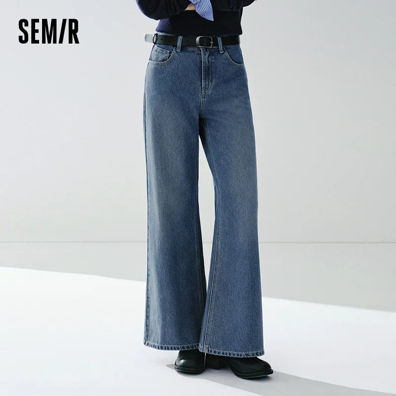 Semir Flared Denim Pants woman Spring Distressed Loose Slim Soft Comfortable Retro Slight Flare Casual Streetwear Trendy Women