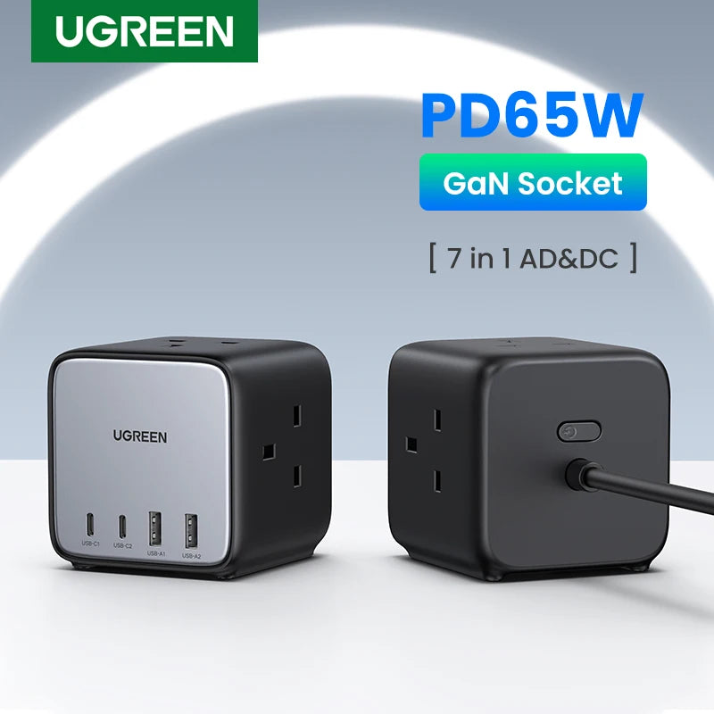 UGREEN 65W GaN Charger Desktop Charging Station USB C Power Strip Fast Charger for Laptop Macbook iPhone 17 16 Android Phone