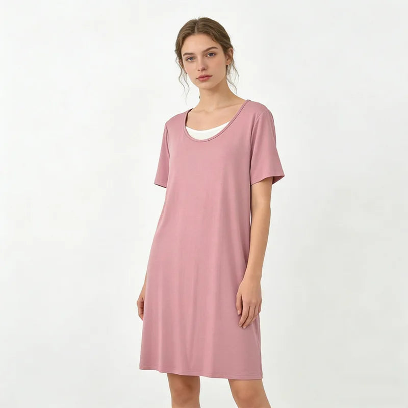 Soft Nightgowns Women's Nightie One Piece Pajamas Dress New Summer Loose Short Sleeve Sleepwear Nightwear Woman Night Dress