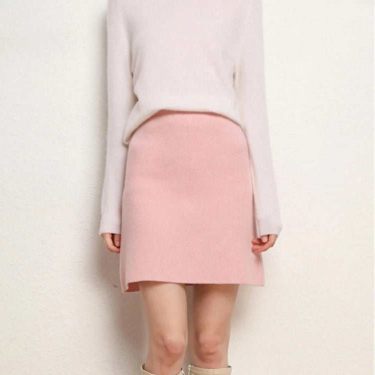 Autumn/Winter Women's Stretch Pencil Skirt, High-waisted A-line Mini Skirt in Asian Sizing, Available in Black, Pink,Beige. 2026
