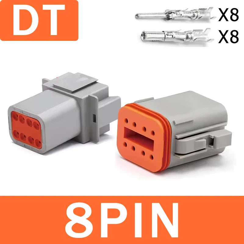 ឧបករណ៍ភ្ជាប់ការពារទឹក DT/DTM/DTP/DTF ១ឈុត ជើងទម្រ ប្រុស និង ស្រី 2/3/4/6/8/12 ម្ជុល សម្រាប់ខ្សែភ្លើងរថយន្ត និង ខ្សែភ្លើងក្រៅផ្លូវ