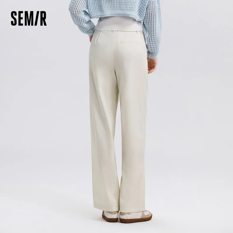 Semir Minimalist Pants Women 2026 Spring Solid Color Ins Trendy Wide Leg Casual Comfortable Daily Wear Long Trousers