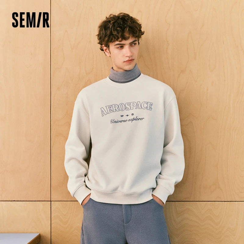 អាវយឺត Semir សម្រាប់បុរស ធ្វើពីរោមចៀម មានស្រទាប់រោមចៀម ប៉ាក់អក្សរ កមូល ឆ្នាំ២០២៦ សម្លៀកបំពាក់ប្រចាំថ្ងៃ រដូវរងាថ្មី រចនាបថសាមញ្ញបែបទីក្រុង