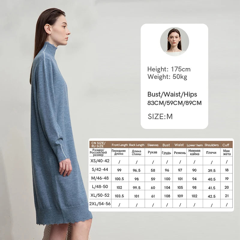 Amii Women Dress 2026 Autumn New Sweater Ladies Clothing Turtleneck Knitted Long-sleeved Loose Elegant Dresses for Woman12553016