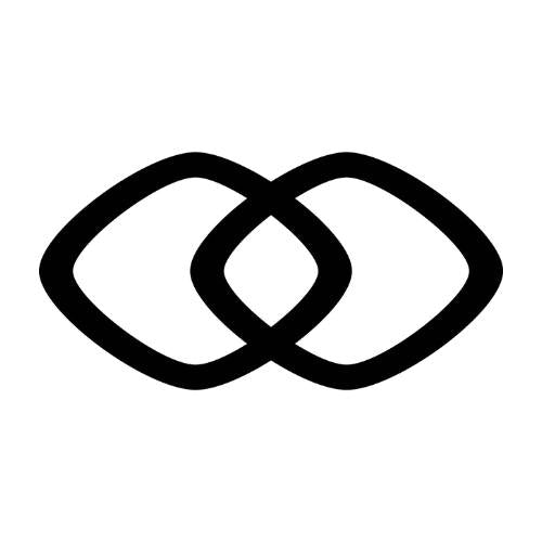Two interlocking black rings on a white background