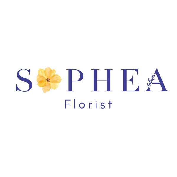 Sopheaa Florist logo with a yellow flower and leaf on a white background