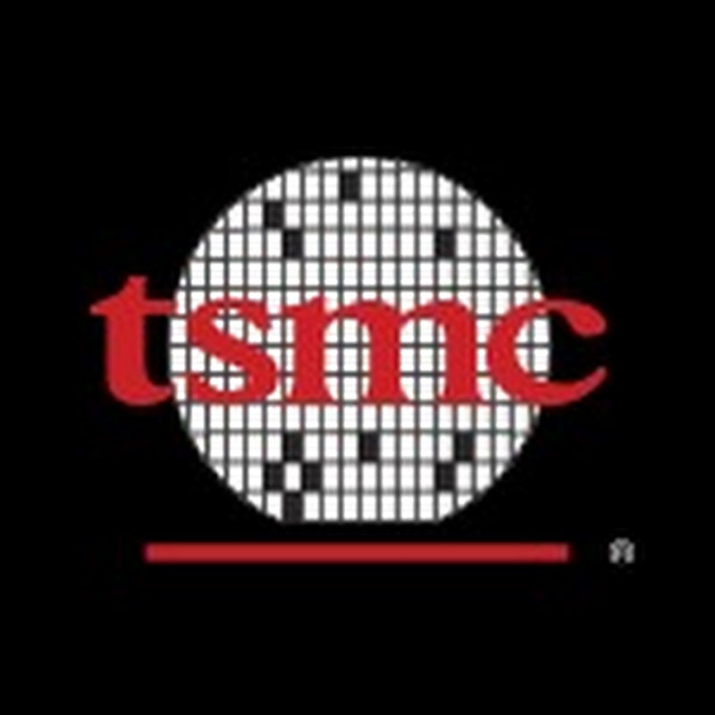 TSMC logo with red text on a black background