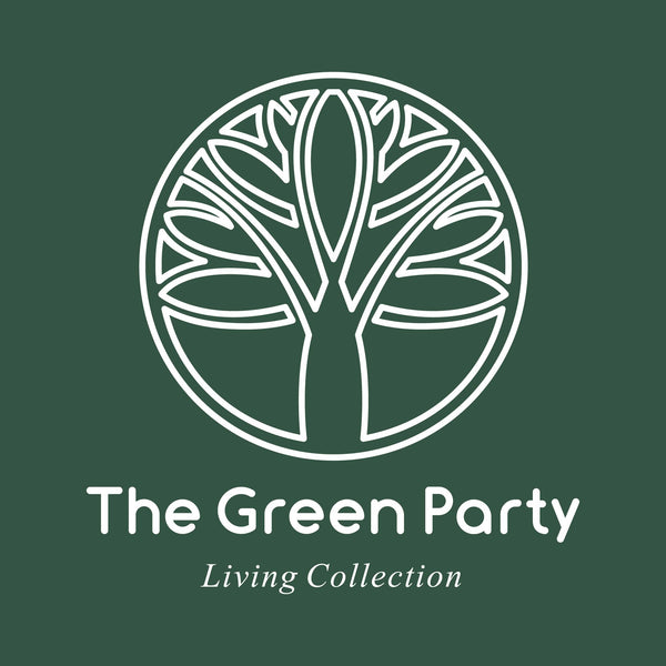Logo of 'The Green Party Living Collection' with a stylized tree design on a green background.