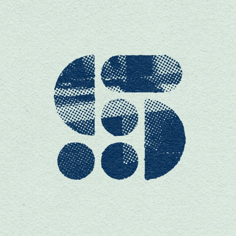 Blue abstract design on a light blue textured background