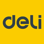 The word 'deli' in black on a yellow background