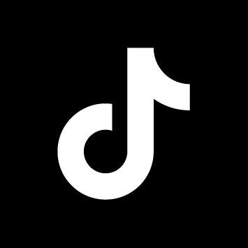 White TikTok logo on a black background